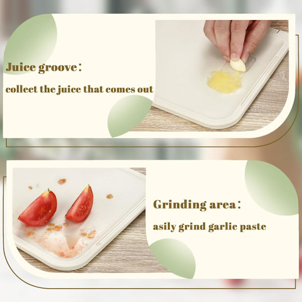 Dubbelsidig skärbräda, 304 Rostfritt Stål Skärbräda, PP Plast Skärbräda för Kök, Halksäker Skärbräda med Saftfåror, D Chopping Board Double Sided