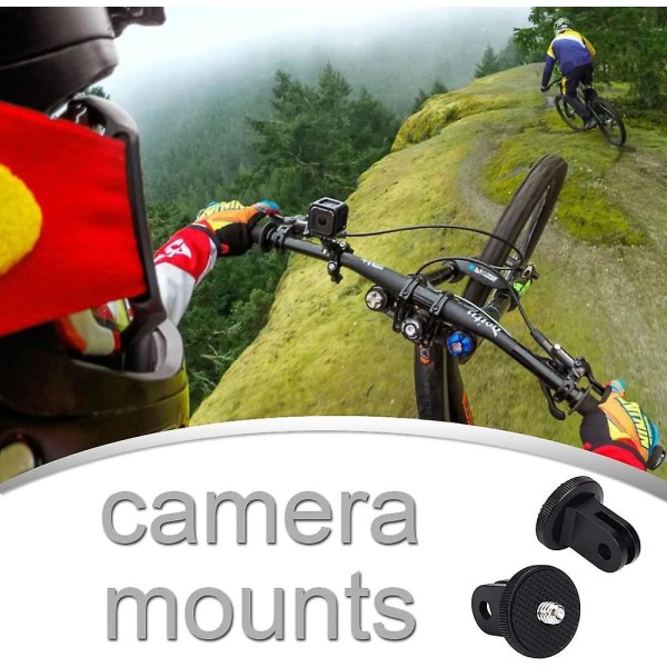 Kameramonteringsadapter i aluminium, GoPro-fäste, tillbehör för GoPro-fästen, actionkameror (2 st, svart)