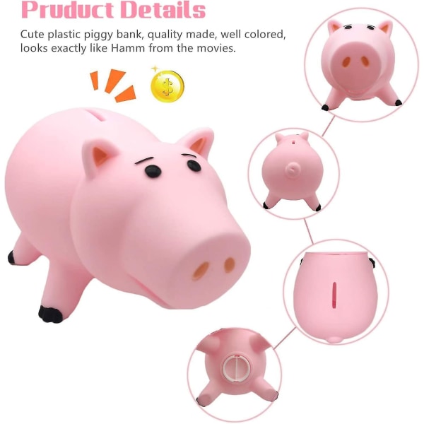 Sparegris Sød lyserød gris Pengekasse Plastbesparende møntkasse med farvepakke Pengebank Fantastisk gavelegetøj til børn børn piger drenge