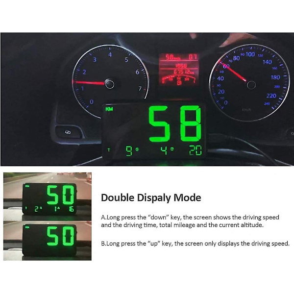 Bil Hud Head Up Display, C80p Digital Gps Speedometer Med Mph/kmh Hastighetsalarm Utmatthet Kjørealarm 4,5 Tommers Led-skjerm, Til Alle Biler