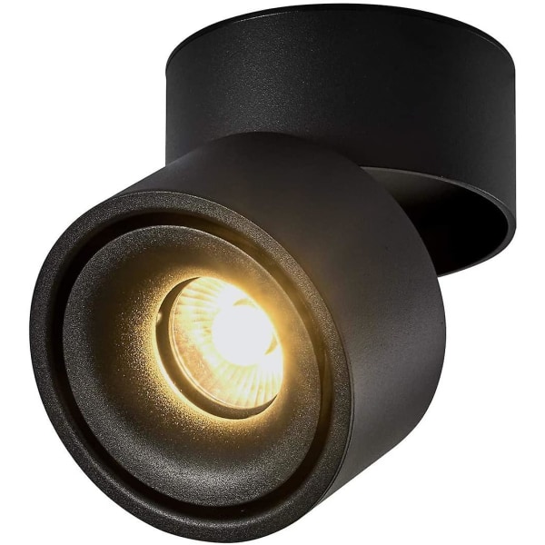 12w Ledceiling Light, justerbar lampehus Vinkelloft væglampe, justerbare loftspots10x10x10cm (sort-3000k) [energiklasse A+]