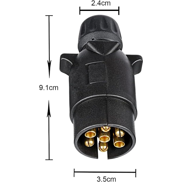 2 stk 7-pins tilhengerplugg, 12V vanntett 7-pins tilhengerpluggkontakt, for lastebil bobil bil båt campingvogn (skrueende) 7 Pin Plug (2 Pieces)