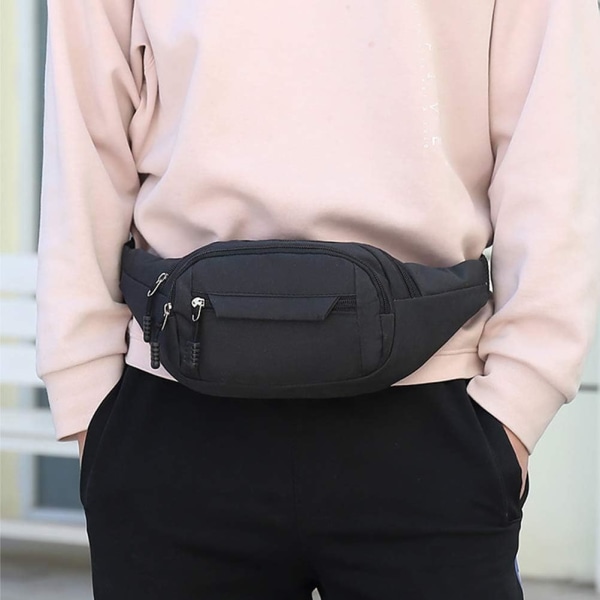 Bumbag vyölaukku, vedenpitävä 4 vetoketjutaskua Fanny Pack juoksuvyölaukku Säädettävä vyö Vyölaukut ulkoiluun juoksuun maratonille kuntosalille pyöräilyyn