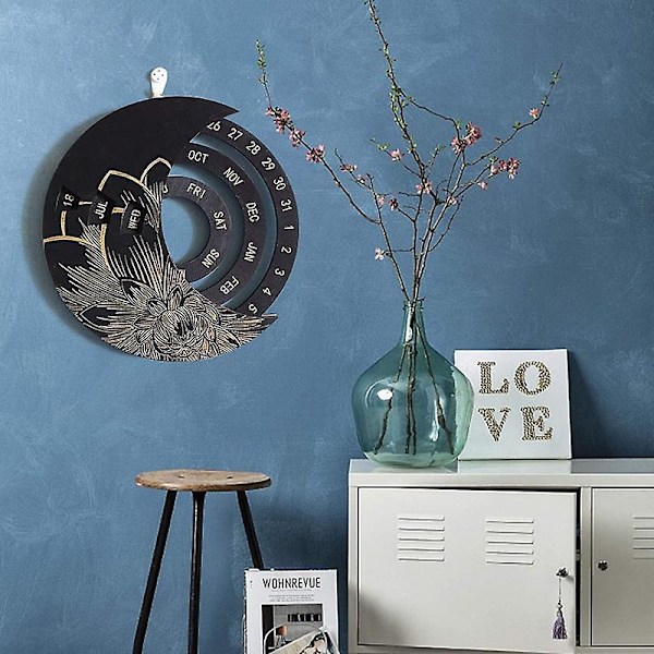 Rund Måne Træ Evig Vægkalender Fødselsdagspåmindelse Hjem Ornament