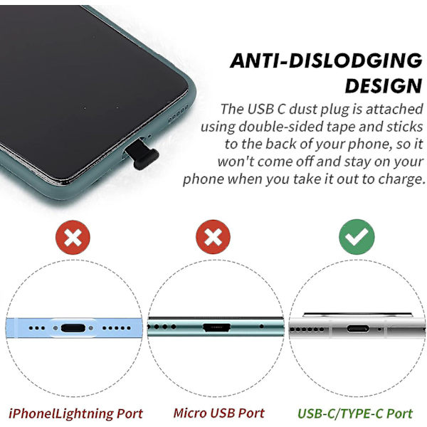 3-pack silikon dammskydd för USB C-port för mobiltelefon och smartphone i sköldform