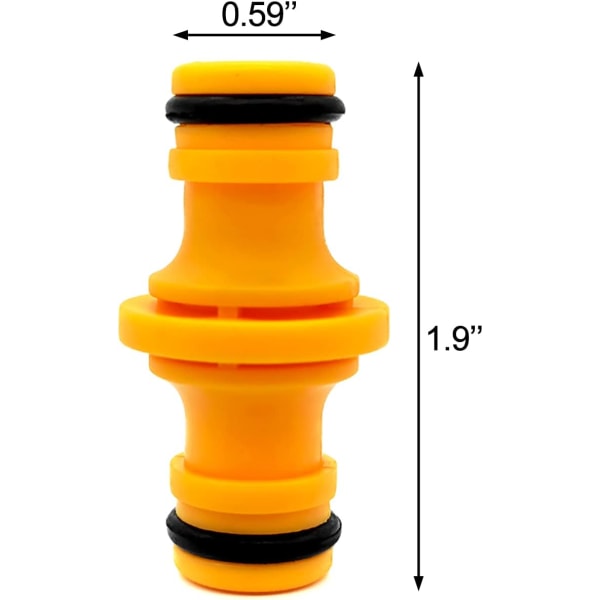 Cretty-Meet 6 st dubbla han slangkopplingar trädgårdsslang kran dubbla han slangände koppling slangrör kopplingar för att ansluta trädgårdsslang rör Yellow 4.9cm