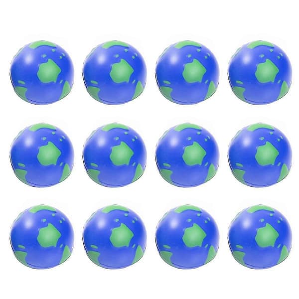 12-pak stressbolde, 2,5 tommer jordklode-tema klemmebolde, stresslindrende klemmebolde mod angst