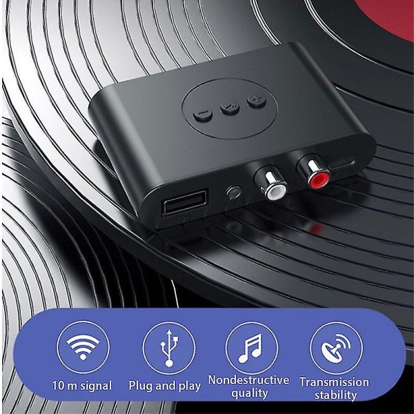Bluetooth 5.0 Mottagare Sändare Trådlös 3,5 mm Aux NFC Till 2 Rca Audio Adapter
