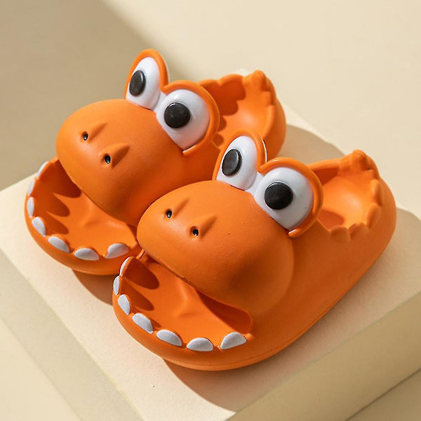 Sommartofflor för pojkar och flickor, söta dinosaurier, tjockt sula, halkfria tofflor