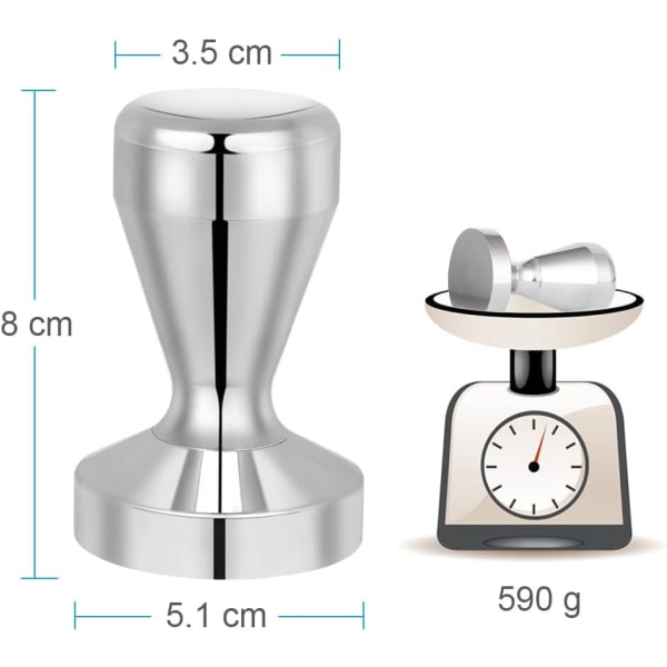 Coffee Tamper, 51mm Espresso Coffee Press, Stainless Steel Tamper with Silicone Tamper Mat for Coffee and Espresso, Tamping, Barista