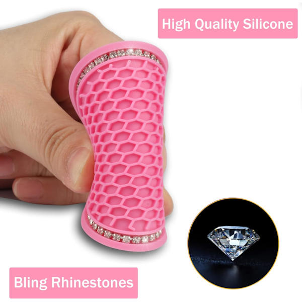 Auton mukitelineen alusta, 2 pakkausta yleismaailmallinen automaattinen liukumaton mukitelineen lisäalusta, Bling Crystal Rhinestone Auton sisätilatarvikkeet-D Deep Pink