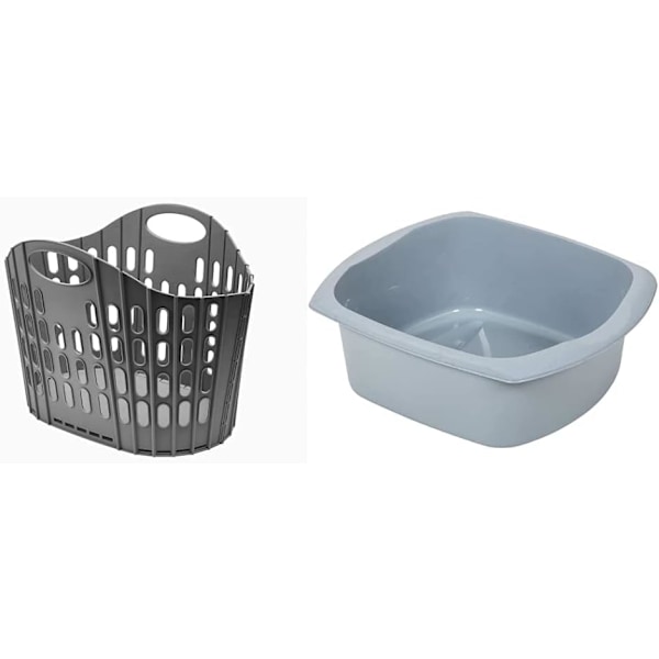 Flat Easy Store Tvätthållare, Mörkgrå, 38 Liter & 518459 Eco Tillverkad av 100% Recyklad Plast Stor Rektangulär Diskbänk, 9,5 Liter Dark Grey 38 Litre