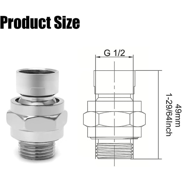 Brusehoved Svingbart Kugleled Adapter Bruseforbindelse Kugleled Justerbar Brusearmforbindelse Til Brusehoved(1stk, Sølv)