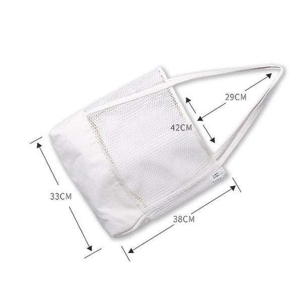 Shopping Bag Canvas Nylon Mesh Tredimensionel Shopping Bag Strandtaske * Hvid
