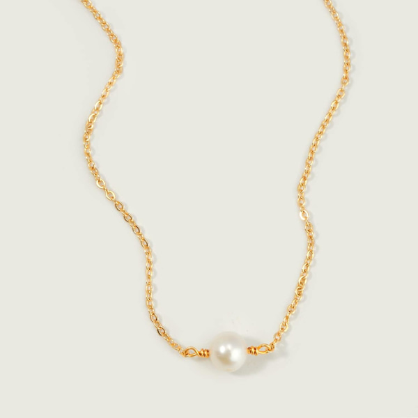 Armband för kvinnor 14K guldpläterad delikat kedja enkelt smycke sött för flickor 1 Pearl 2 Layer Satellite Chain