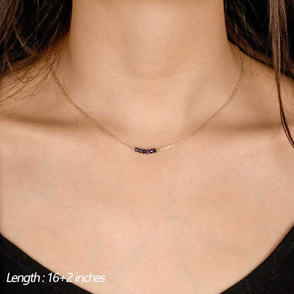 Fint lagdelt choker-kjede, håndlaget 14K gullbelagt Y-anheng kjede flerlags stangskive kjede justerbart lagdelt choker-kjede for kvinner 3PCS  Amethyst&Bar&Hammered Disc 3PCS  Chain&Bar&Hammered Disc