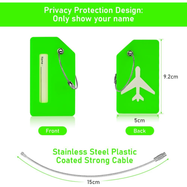 2 STK bagagemærker, silikone-bagageetiketter, kuffert-id-mærkesæt, håndtaskemærkater Rejsetilbehør til indtjekket bagage, håndbagage og #2 Green 2PCS ^1 2PCS