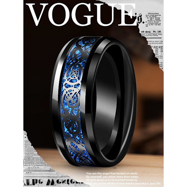 Wolframcarbid Ring, Sølv Keltisk Drage Titanium Ring, Guld Kulfiber Indlæg, Fine Smykker, Unisex, Smykkegave (Størrelse 7)