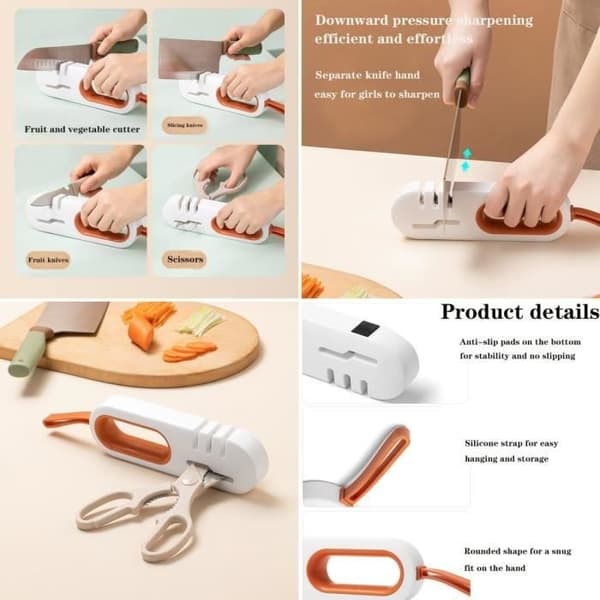 Knivslip - Professionell - 4 i 1 - Vit - Ergonomisk - HIPS
