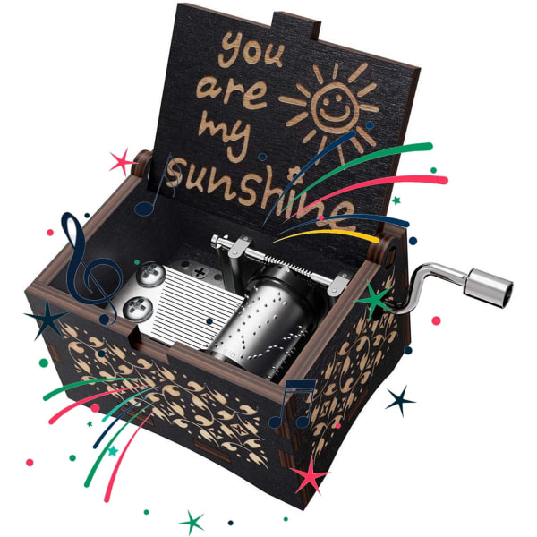 Olet My Sunshine Music Box, puu laserkaiverrettu vintage söpö minilaatikko Paras lahja vaimolle tyttärelle pojalle isä äidille hääpäivä syntymäpäivä kiitos You Are My Sunshineblack