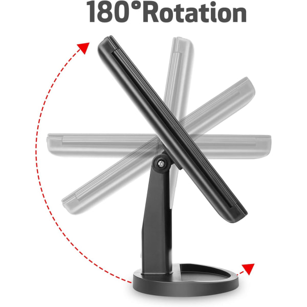 Kolmiosainen valaistu peili suurennuksella 3X/2X/1X, 21 LED-valolla ja kosketusnäytöllä himmennettävä meikkipeili, kaksi virtalähdettä Black