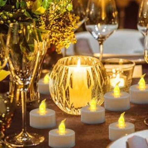 Tealights, 12-pakning Flammelose LED-Tealights 150 Timer Realistisk Flimrende Batteridrevne Tealights Elektriske Falske Lys til Halloween Ju Warm yellow 12 pack