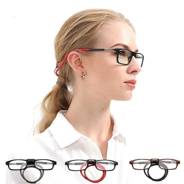 Lukulasit High-end Magneettinen Kaula Muodikkaat Lukulasit (1 Kpl, Musta Harmaa)