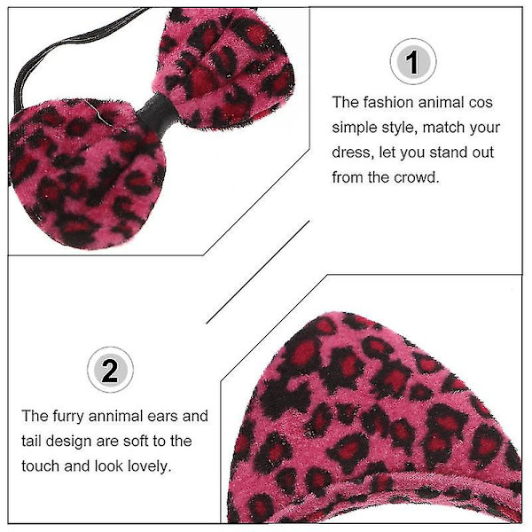 3 stk. Barnekattører Hodebånd Sløyfer Hale Sett Fest Cosplay Kostyme (gul Leopard Print)