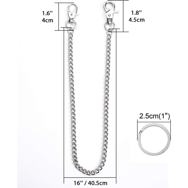 Avainnauha, Raskaan sarjan 16 tuuman taskuavainnauhaketju hummerilukolla ja 2 avainrenkaalla farkkuhousuihin （40,5 cm） 16 inches