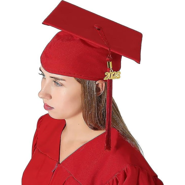 2023 Adult Toga University avgangshette og konfirmasjonshette Rød L High School avgangskostyme for menn og kvinner
