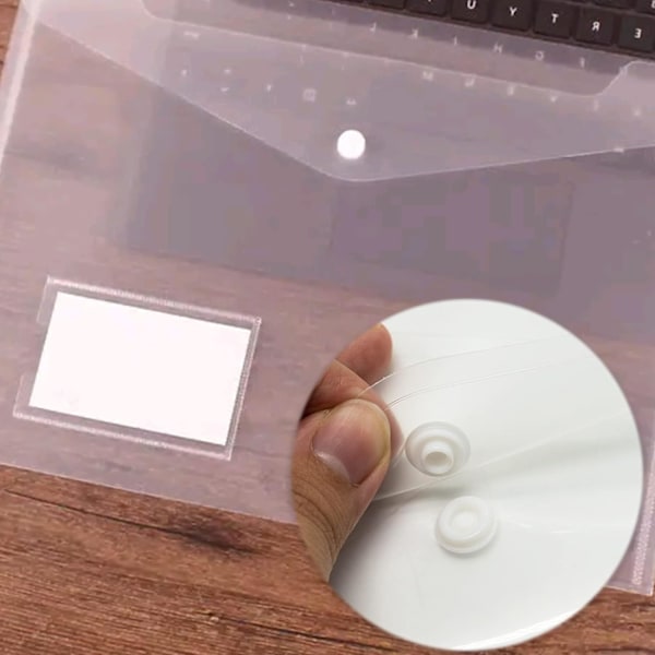 A4 plastfickor, 10-pack genomskinliga mappar plastmapp dokumentfickor kuvertmappar med etikettficka och knapp för skola, hem,