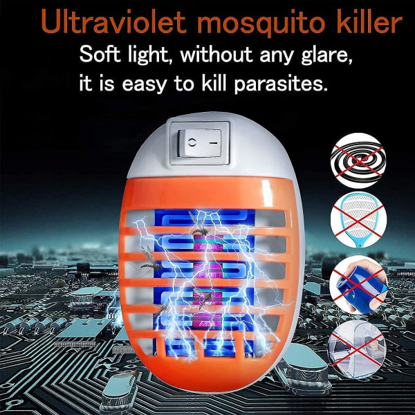 2-pakkaus UV-hyttysten tappaja, UV-sähköhyttysten tappaja, 4w sähköinen hyttysentappaja, sähköinen hyttysentappaja, jossa vikapistoke ja yövalo.