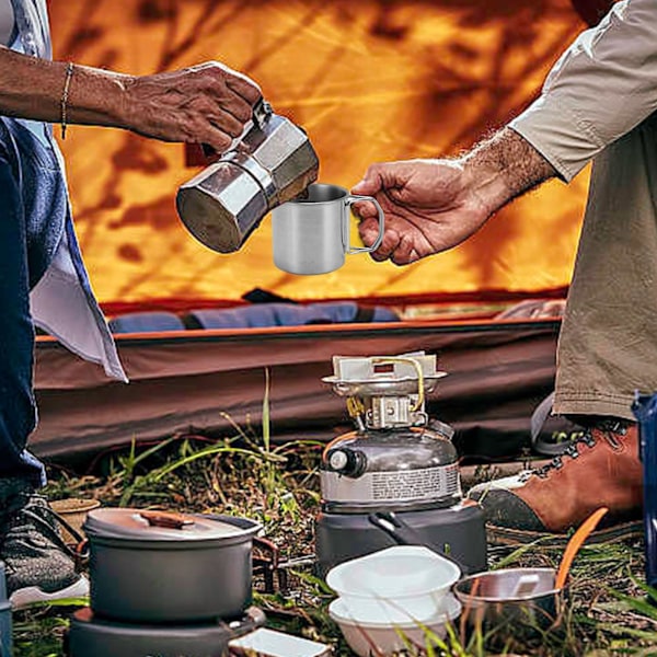 304 Rustfritt Stål Sammenleggbart Håndtak Krus Reisekopp, Bærbar Utendørs Camping Øl Vann Kaffekopp, med Sammenleggbart Håndtak, Kapasitet (250ML) 250ML