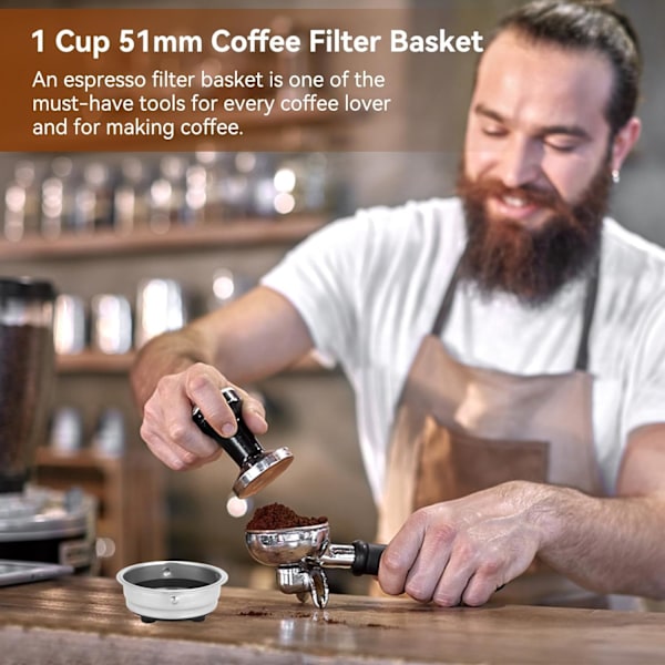 1 Kupin 51mm Kahvinsuodatin, Irrotettava Ruostumaton Teräs Espressokeitin Portafilter Tarvikkeet Kotiin ja Toimistoon #1