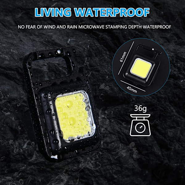 Liten Ficklampa, 1000 Lumen Uppladdningsbar LED Nyckelringsficklampa, Portabel Ficklampa med Vikbart Ställ, [Energiklass A+++] 1