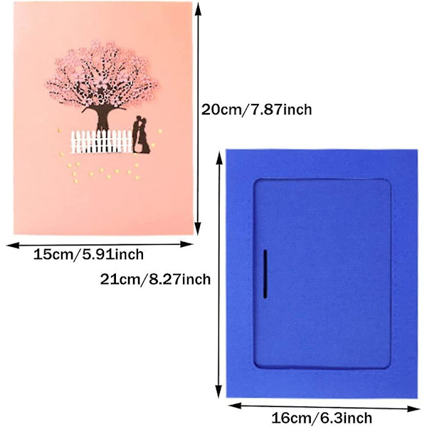 3D romantisk kort, 3D pop-up romantisk gavekort, lykønskningskort bryllupskort, bryllupslykønskningskort, bryllupskort lykønskningskort, til Valentinsdag A