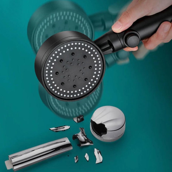Högtrycksduschhuvud Duschmunstycken med slang Silver Multifunktion Praktiskt stoppsprutmunstycke med en knapp för badrum (silver)