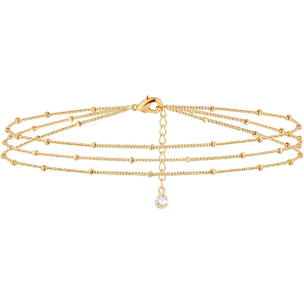 Armbånd for kvinner 14K gullbelagt kjede delikat smykke søtt for jenter 3 Layer Satellite Chain Gold 2 Layer Satellite Chain