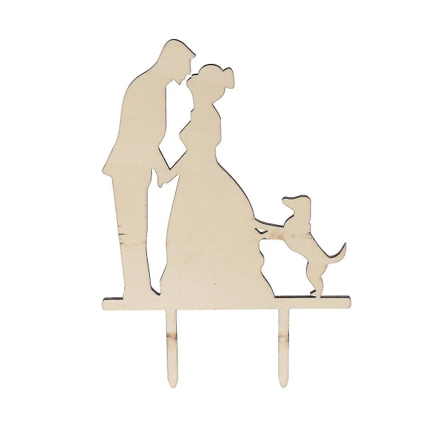 Trä kyssar brudgummen och hund siluett Bröllopstårta dekoration Topper