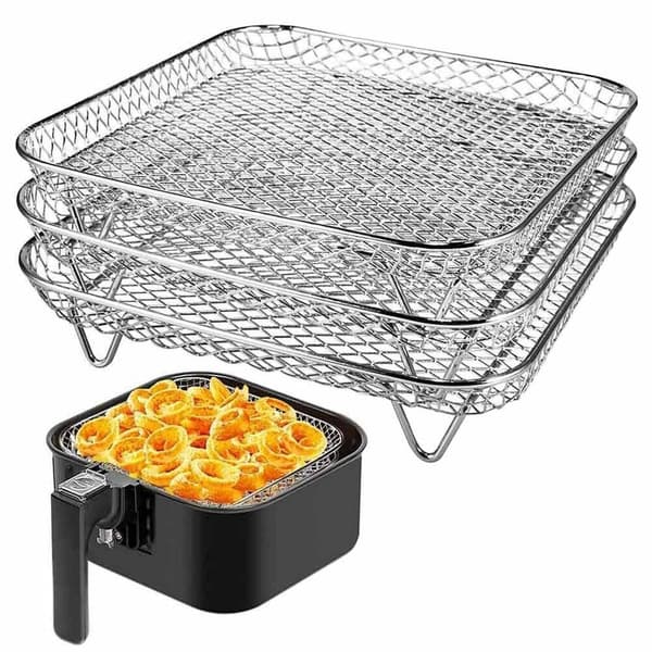 Airfryer-rist Tre-lags stabelbar dehydrator-rist Rustfrit stål
