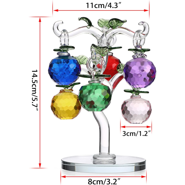 Krystalæbletræ - Kunstigt træfigur Ornament Borddekoration Feng Shui Krystalæbletræ Dekoration