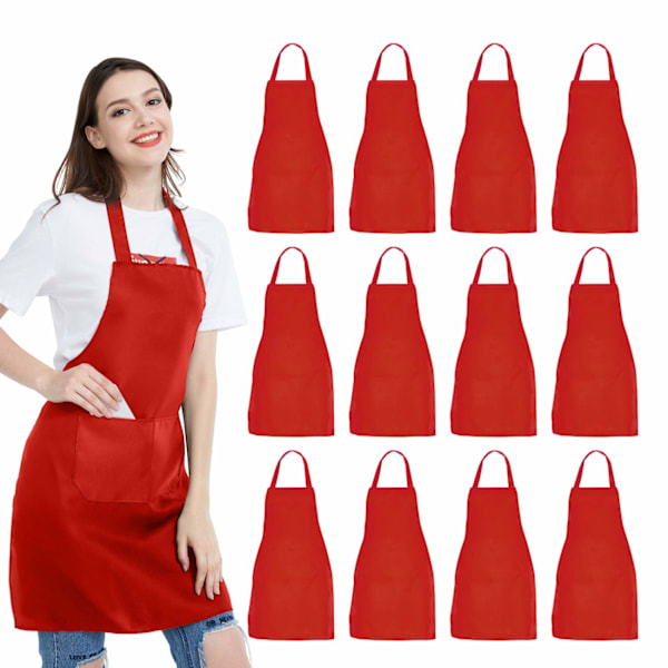 Ruokaesiliina, 7 kpl Unisex Mustia Esiliinoja, joissa 2 Tilavaa Taskua, Konepestävä Keittiöön, Askarteluun, Grillaamiseen, Piirtämiseen black