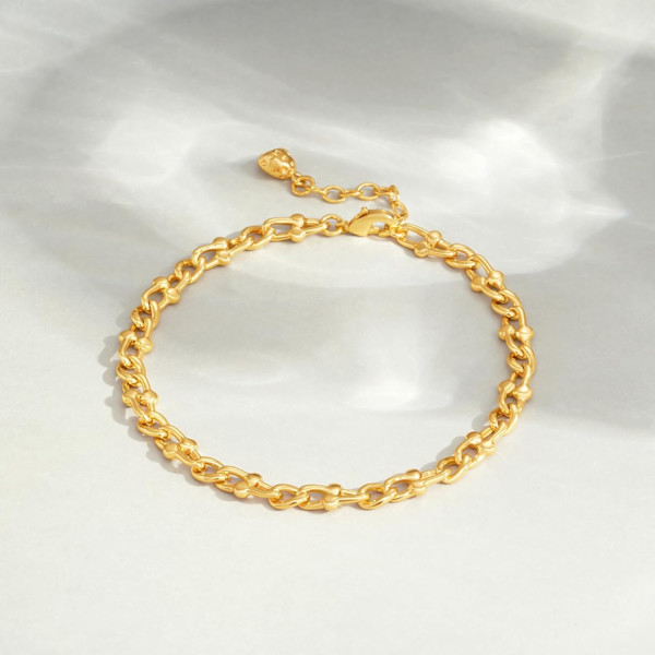 Armband för kvinnor 14K guldpläterad delikat kedja enkelt smycke sött för flickor U Shape 2 Layer Satellite Chain
