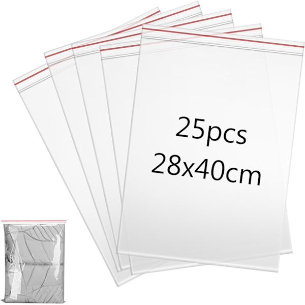 28x40cm  Klar Plastposer Store Forseglede Poser Opbevaringsplastposer Trykforseglede Poser Tykkelse og Holdbar Grebforseglede Poser til Sko, Tæpper, Tøj