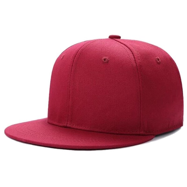 Klassisk Hat Kasket Hip Hop Stil Flad Skygge Ensfarvet Justerbar Størrelse red