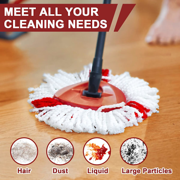 3-pakks Mop-hode-erstatninger, Triangel Spin Gjenbrukbare Mop-hode, Kompatibel med Vileda Turbo Mop-hode-erstatninger Red 3x Mop Heads