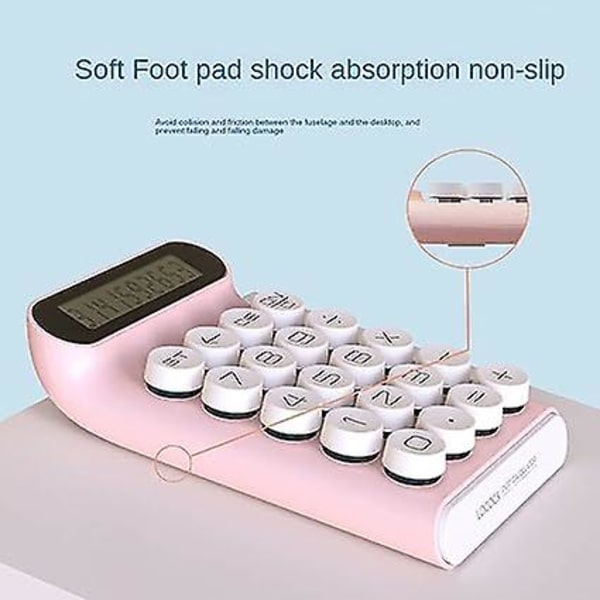(pink) Mekanisk lommeregner, 10-cifret LCD-skærm til bærbar computer, moderegner til finans- og kontor