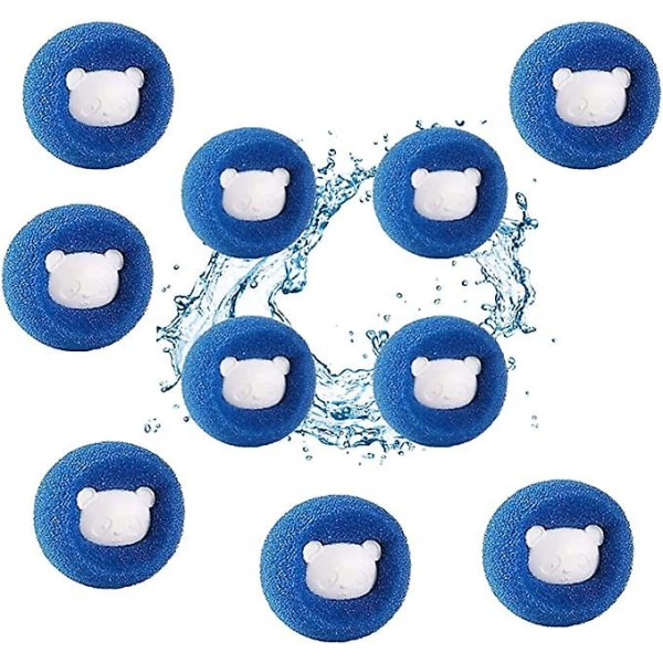 10 stycken tvättmaskin diskboll, tvättmaskin hårboll, anti-hårboll för tvättmaskin, ta bort djurhår och ludd, minska trassel (blå)