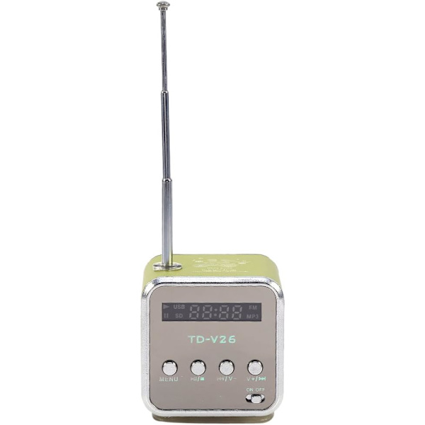 Miniradio, digitaalinen radio, Td V26, pieni kannettava radio verkkovirralla ja akulla, minikaiutin, musiikkisoitin, kannettava FM-radio, PC-muoti, tukee Tf C Green