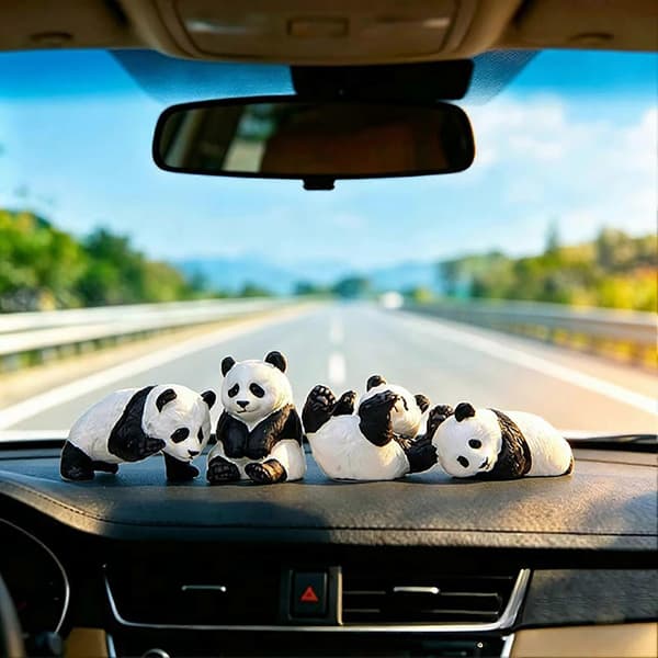 Miniature Panda Kagepynt - Realistiske Detaljer & PVC Materiale - til DIY Mikrolandskab
